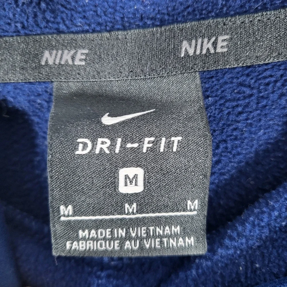 Nike Hoodie Mens Medium Blue Dri-FIT Pullover‎ Sweatshirt Graphic Logo